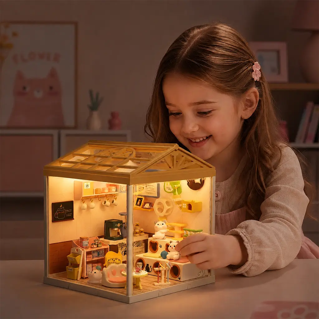 Конструктор-румбокс Mini House серії Інтер'єр - Котокафе з підсвічуванням (8007) - фото 5