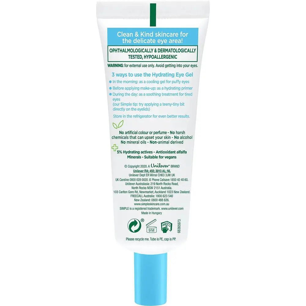 Увлажняющий гель для области вокруг глаз Simple Hydrating Eye Gel Water Boost 25 мл - фото 2