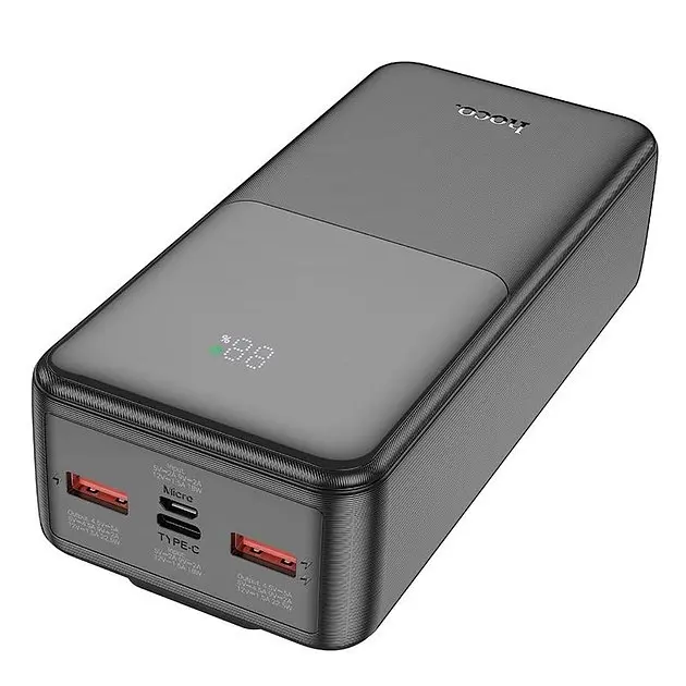 Аккумулятор наружный Hoco J119B Sharp с 2 кабелями Type-C и Lightning (30000mAh) черный - фото 2