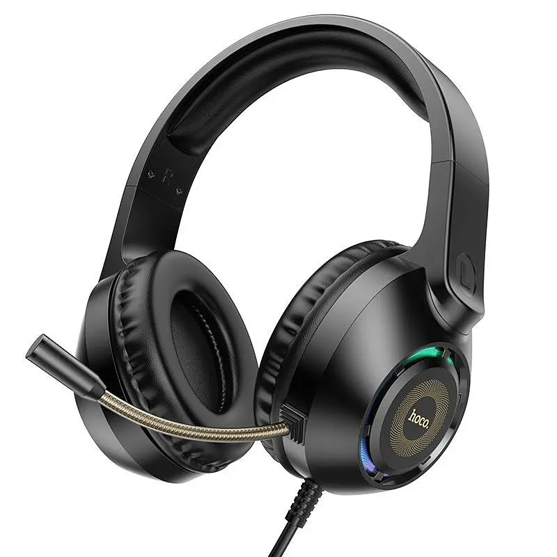 Навушники Hoco Sue headphones gaming W108 RGB-підсвітка кабель 2 метри чорні - фото 2
