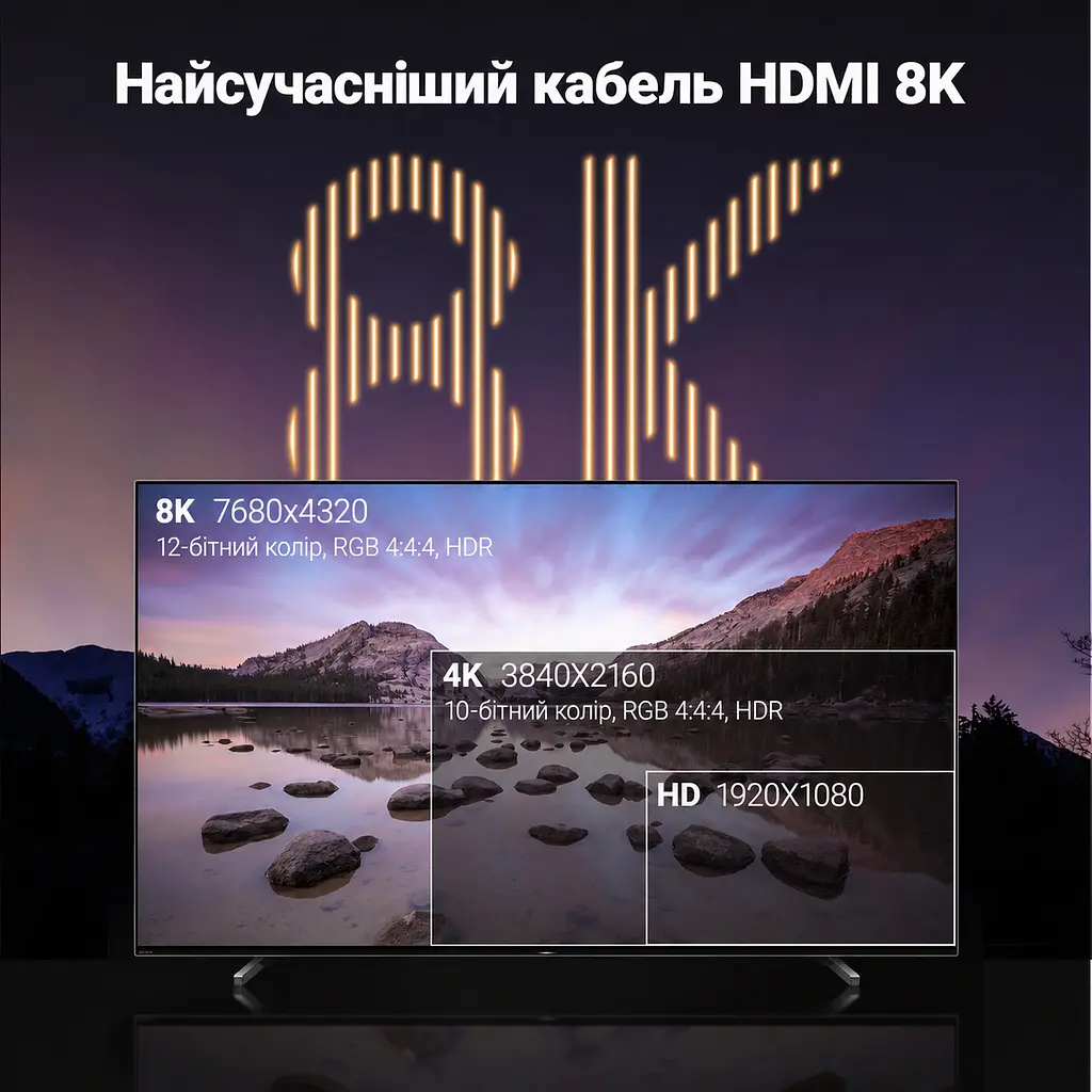 Кабель HDMI UGREEN HD140 2.1 8K 60 Гц 3 м чорний (80404) - фото 6