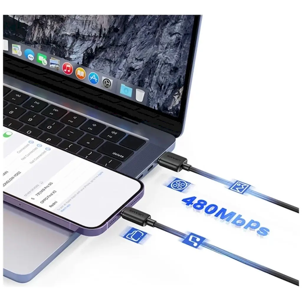 Кабель Usams US-SJ689 USB-A to Lightning 2.4A 1м Black SJ689USB01 (6958444909240) - фото 7