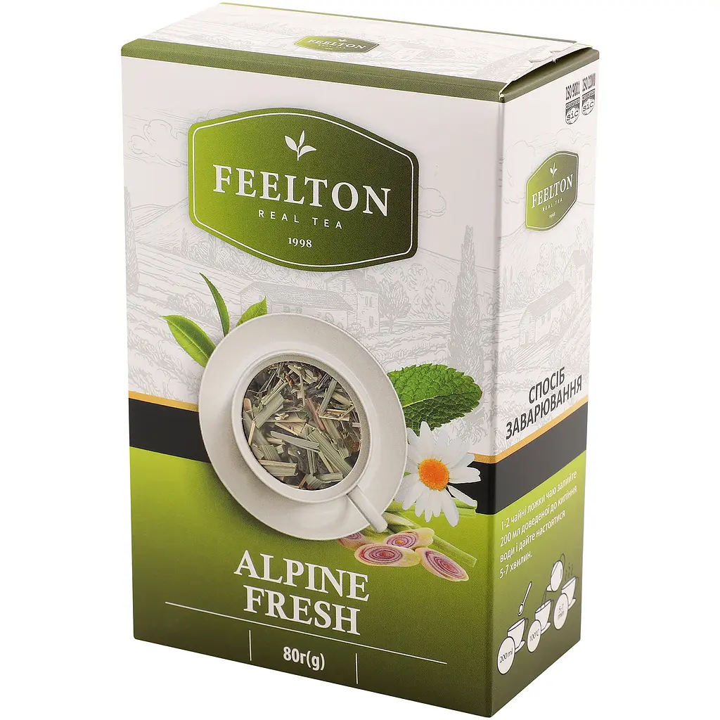 Уцінка. Чай зелений з травами Feelton Alpine Fresh 80 г