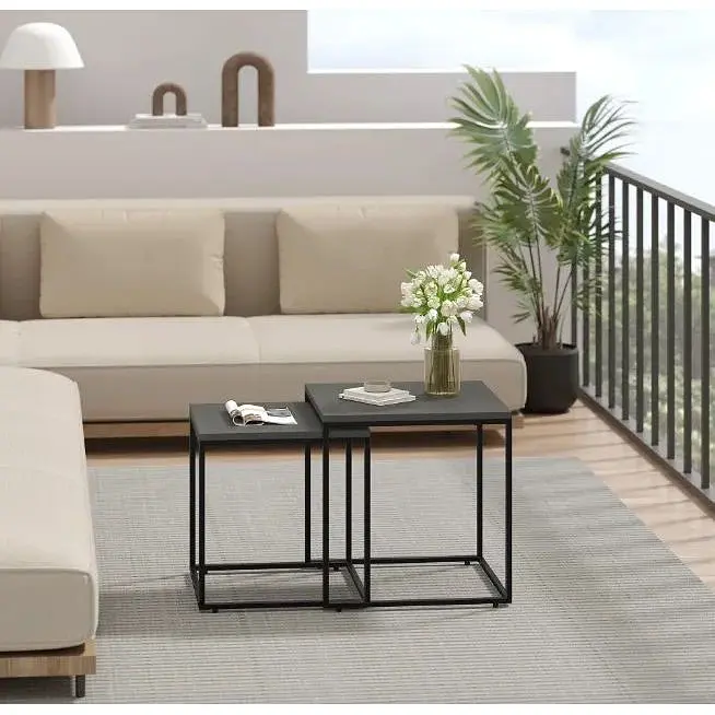 Комплект журнальних столиків Leobert Nika квадратний 50х50 50.5 см, 45х45х45.5 см графітовий - фото 4