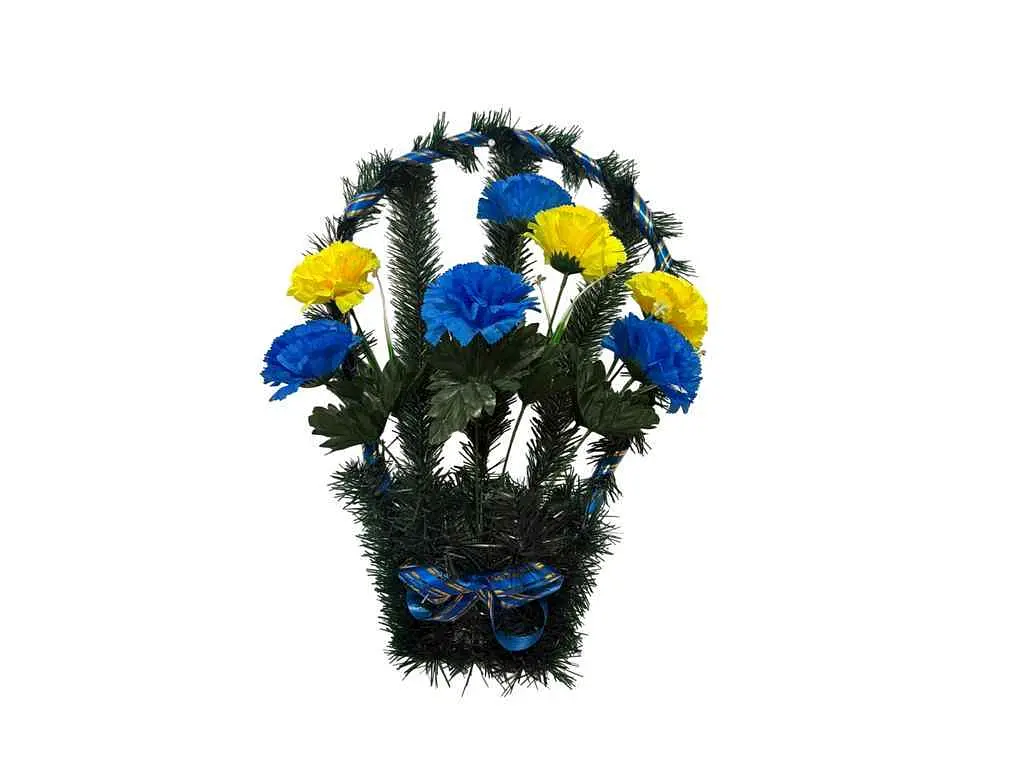 Корзина з квітами MEMORI №4 "Гвоздика" 50х30см жовто-блакитний