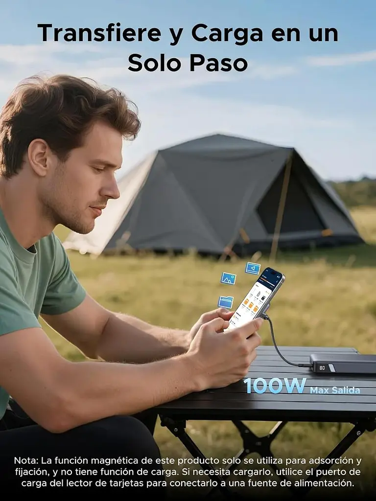 Магнітний USB-C кардрідер Ugreen SD/TF UHS-II 312MB/s PD 100W, алюміній - фото 9