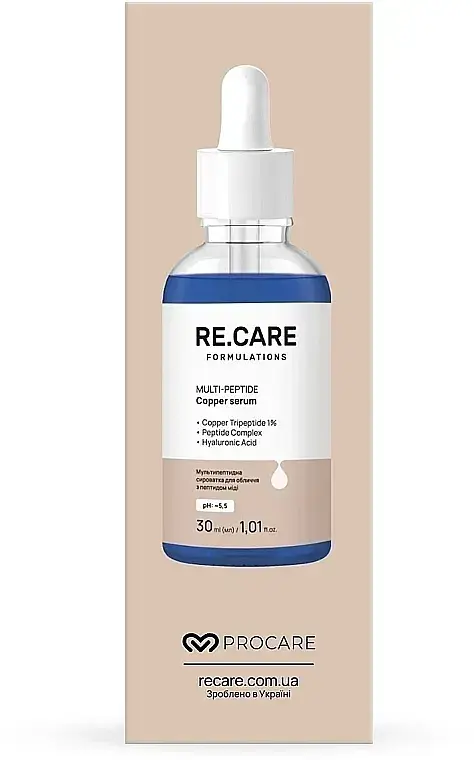 Мультипептидна сироватка для обличчя з пептидом Re.Care Cu-MIDi Multi Peptide Copper Serum, 30 мл - фото 2
