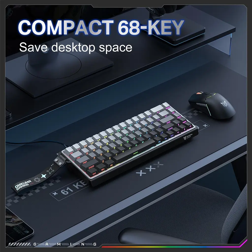 Клавіатура Onikuma ігрова бездротова RGB підсвітка Bluetooth та USB адаптер 2.4GHz для ПК та ноутбука Сірий - фото 7