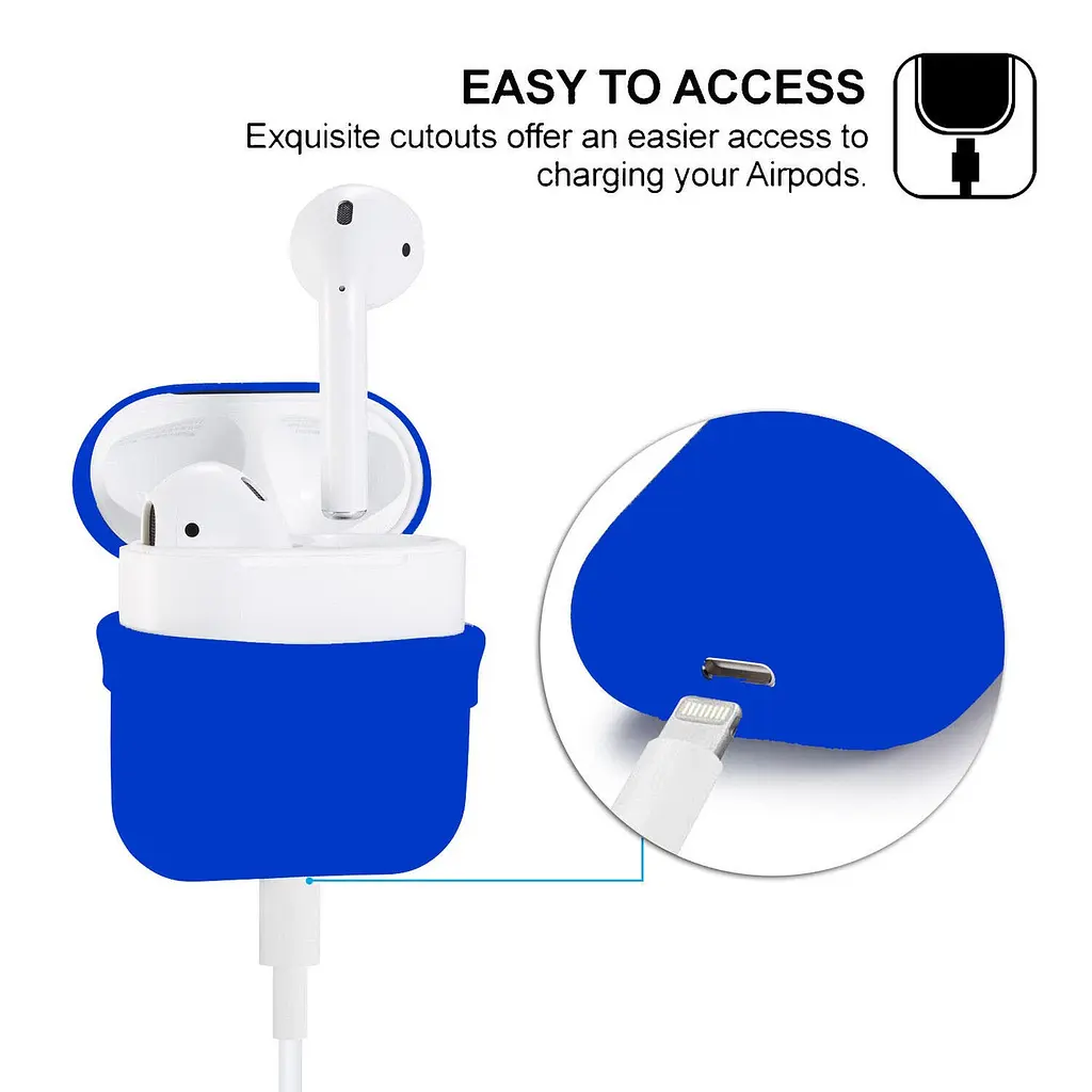 Чехол на Аирподс Синий силиконовый чехол для наушников Airpods 1/2 airpods чехол - фото 6