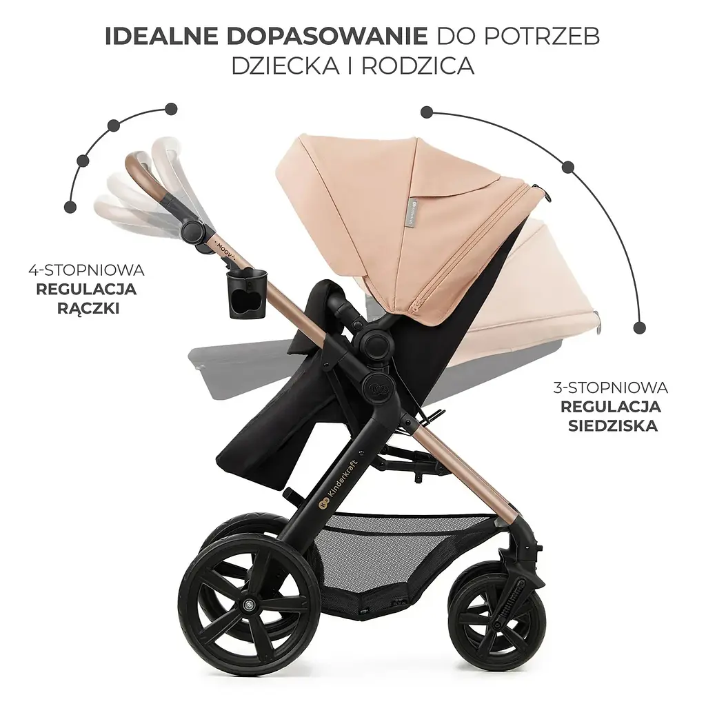Універсальна коляска 3 в 1 Kinderkraft Moov 2 Sand Beige (KSMOOV02BEGEV00) - фото 6