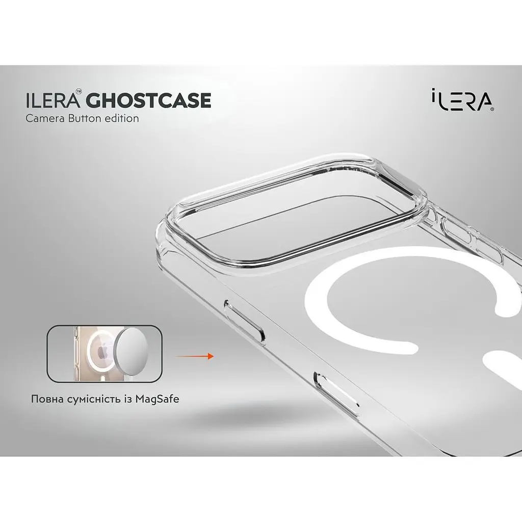 Чохол iLera GhostCase Camera Button with MagSafe для Apple iPhone 17 Pro Transparent (iLGCAClCaBk17Pr) [150399] - фото 4