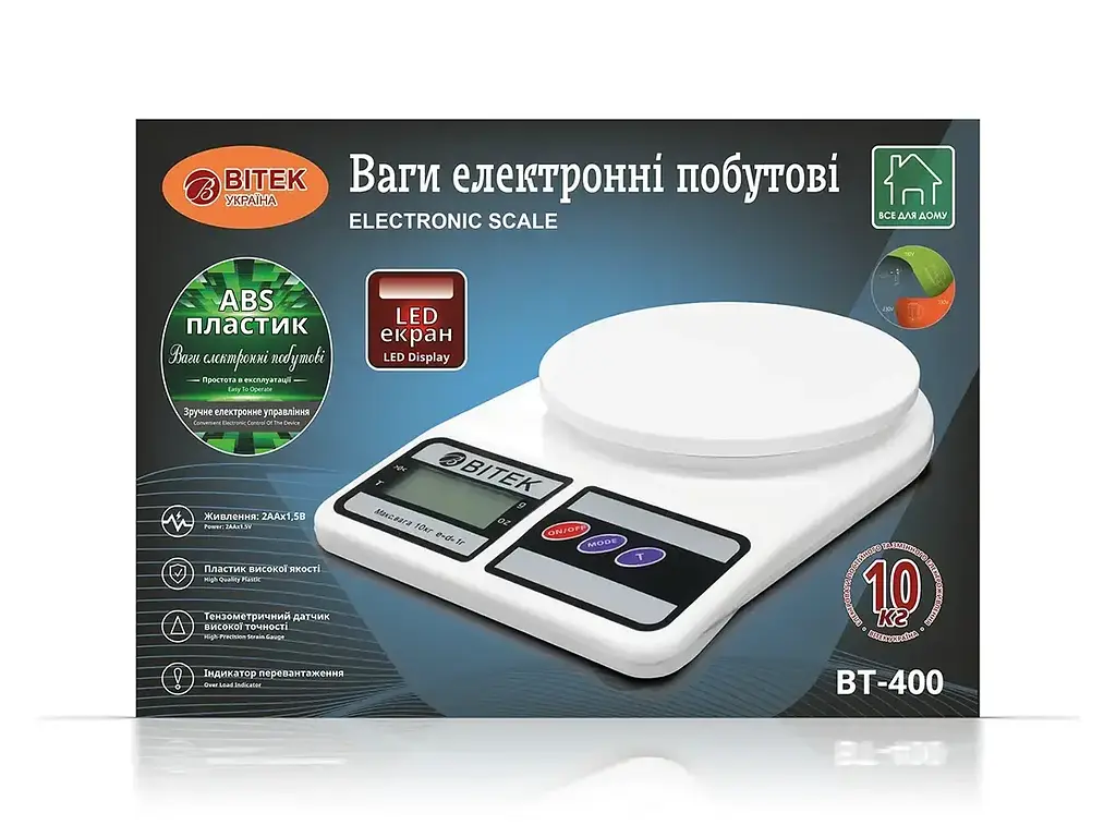 Електронні побутові ваги BITEK 10 кг BT-400