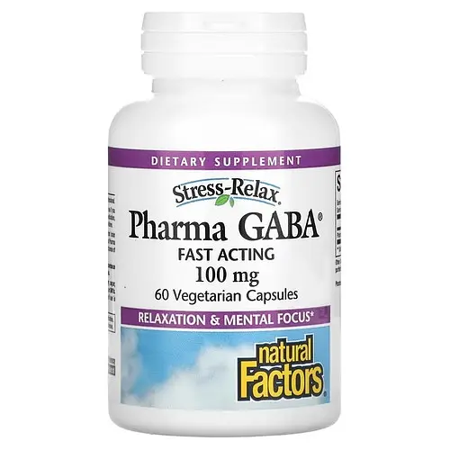 GABA Pharma GABA 100 mg 60 Capsules Natural Factors vit0006674