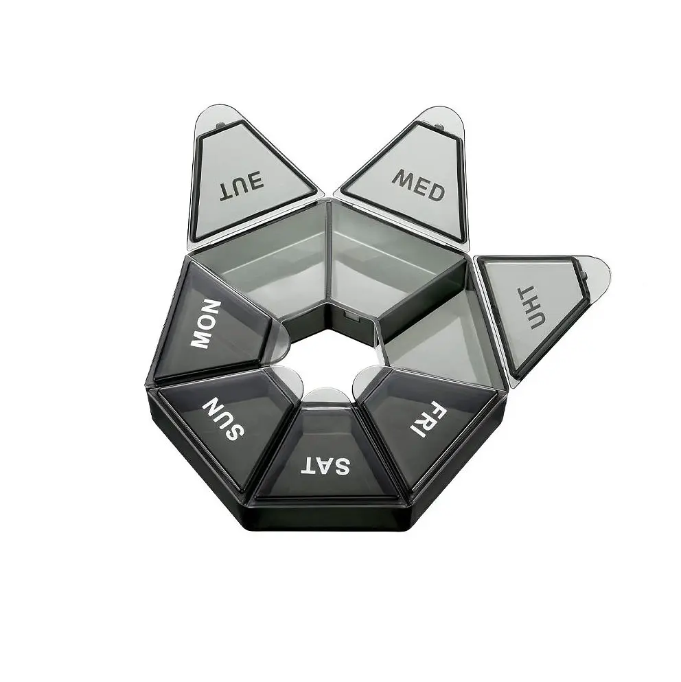 Таблетница Semi 7Days Mini Pill Box Black 8.3x8.3x2.5 см - фото 5