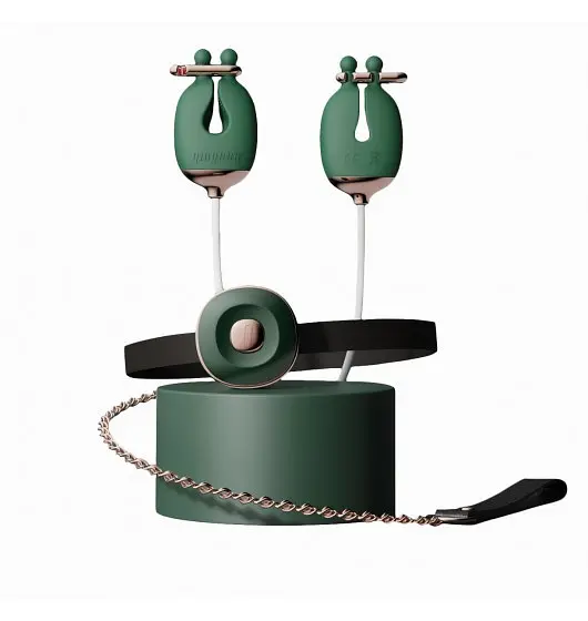 Затискачі для сосків з вібрацією Qingnan No.2 Vibrating Nipple Clamps Green - фото 5