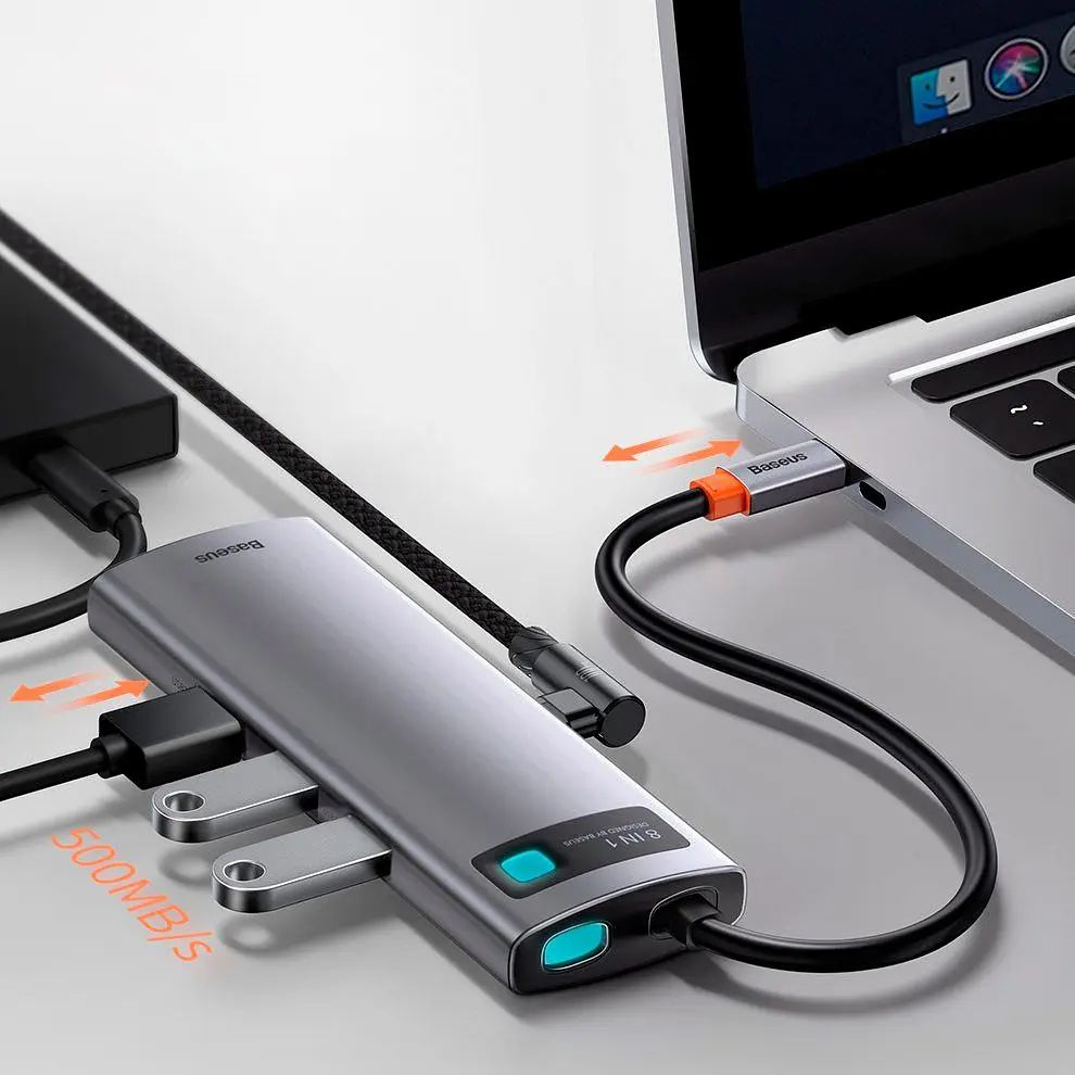 USB-хаб Baseus Metal Gleam Series 8-in-1 Multifunctional Type-C HUB Space Gray (CAHUB-CV0G) [77937] - фото 7