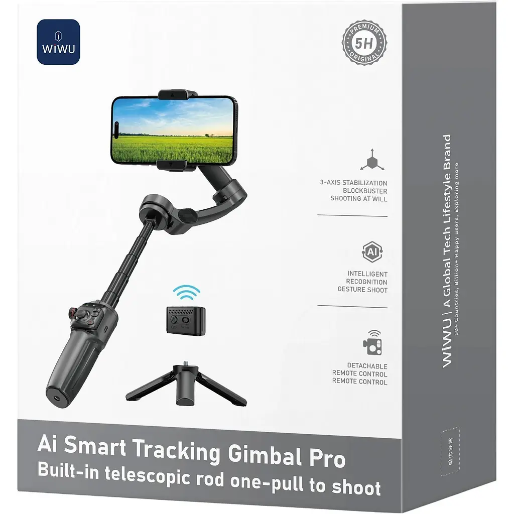 Стабілізатор відеозйомки WiWU AI Smart Checking Gimbal Pro Wi-SE016 Black (6977703654363) [163038] - фото 7