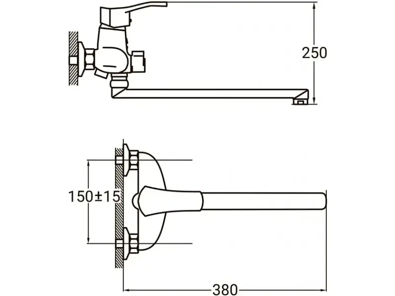 Смеситель для ванны с длинным изливом Aquatica HM-2C231C - фото 7