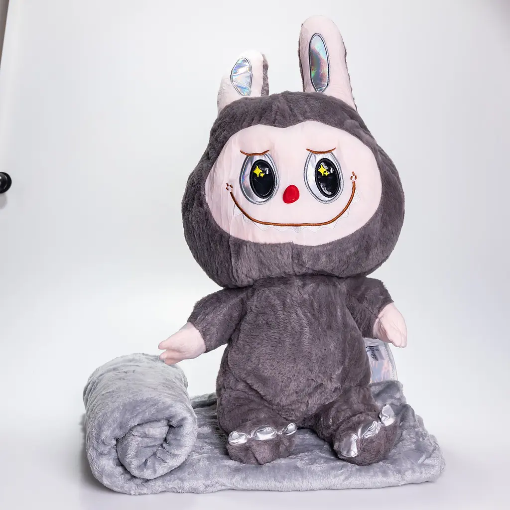 Мягкая игрушка-плед и подушка 3 в 1 Labubu Brown Dragon Серый Colorful Home 520-29G - фото 7