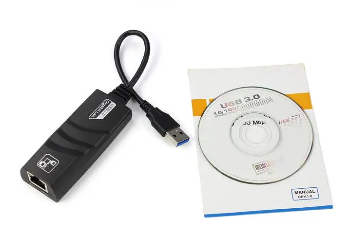 Перехідник USB 3.0 Type-A Ethernet RJ45 1000Mb Realtek RTL чорний - фото 3
