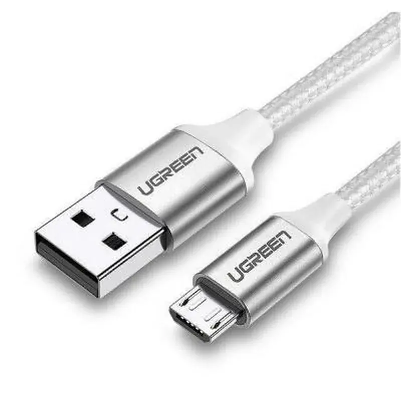 Дата кабель USB 2.0 AM to Micro 5P 1.0m US290 Aluminum Braid White Ugreen (60151) - фото 2