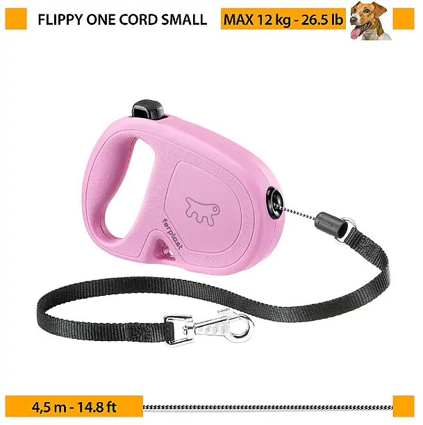 Рулетка для собак Ferplast Flippy One Cord S до 8 кг рожевий шнур 3 м 75092016 - фото 2
