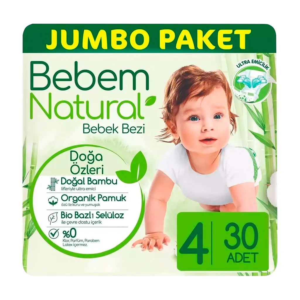 Подгузники Bebem Natural 4 maxi 7-14 кг 30 шт (8690536806027) - фото 2