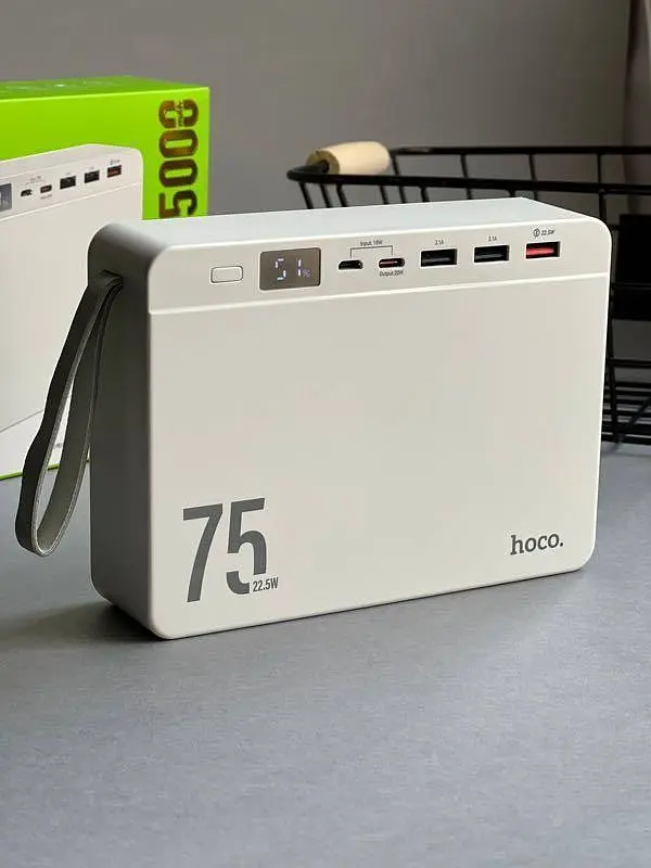 Портативний акумулятор Hoco J94 Overlord 22.5W на 75000mAh білий 6931474779182 - фото 5