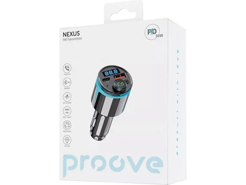 FM-трансмітер Proove Nexus 30W (PD+QC3.0) Type-C+USB Black (FMNX30110001) - фото 5
