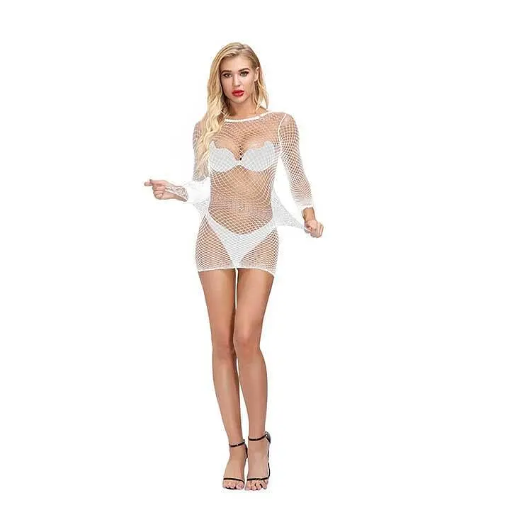 Міні-сукня відкрита та спокуслива S/M/L біла K0758-2 - фото 4