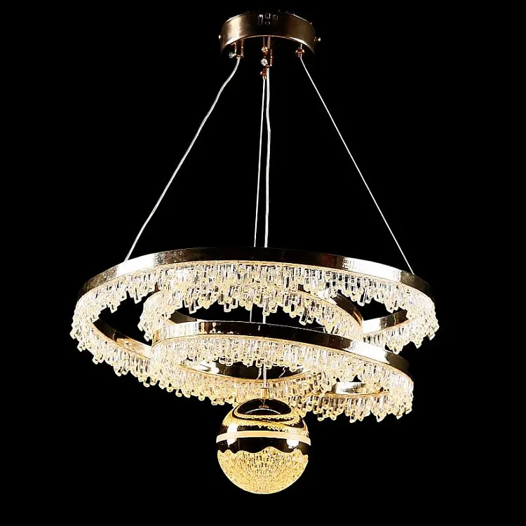 Люстра стельова LED Splendid Ray L152/2, 2 лампи, золота та біла, регульована висота 50-120 см - фото 3