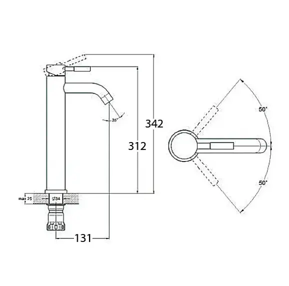 Змішувач для раковини WEZER EKO11C-01-BLACK - фото 2