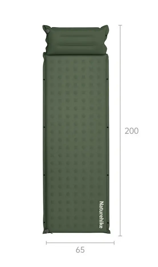 Килимок самонадувний з подушкою 6см Naturehike (CNK2550WS025) одномісний - зелений - фото 2