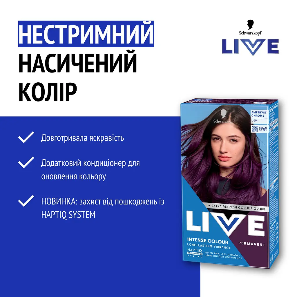 Фарба для волосся Schwarzkopf Live Urban Metallics U69 Amethyst Chrome - фото 3