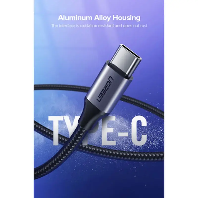 Кабель для передавання даних Ugreen USB 2.0 AM to USB-C 3A aluminum braid nickel plating 0.25 m black (60124) - фото 4