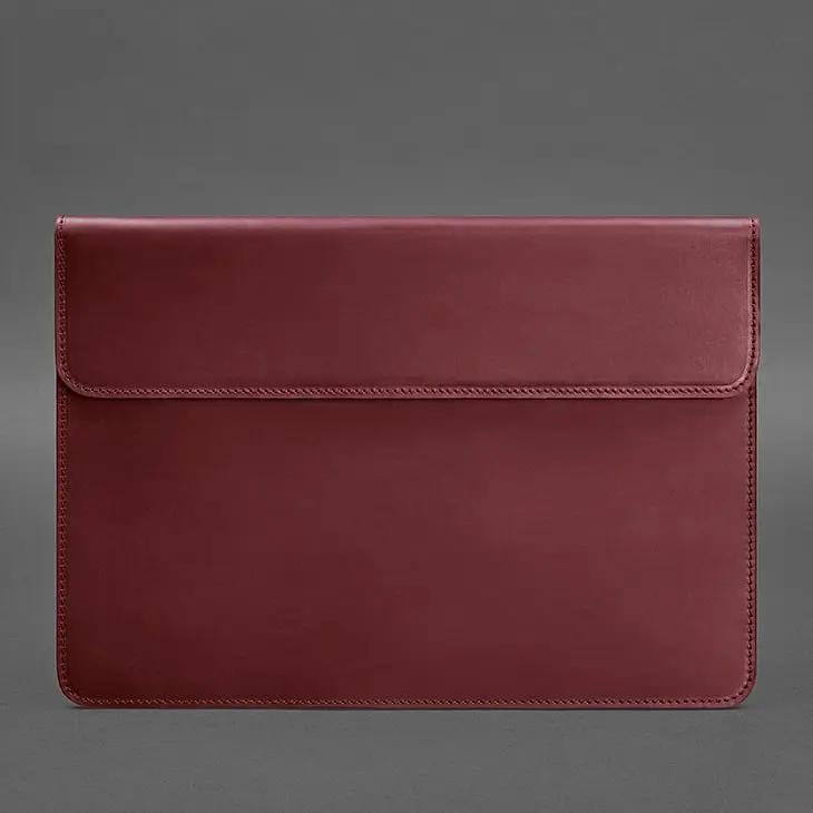 Шкіряний чохол-конверт BlankNote на магнітах для MacBook 14 Бордовий Crazy Horse - фото 4