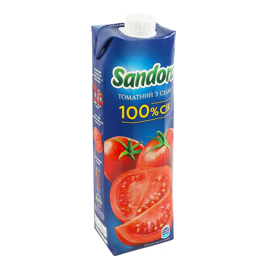 Томатний сік Sandora з сіллю відновлений стерилізований 0.95 л - фото 5