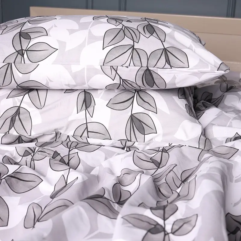 Наволочка MirSon Бязь 17-0695 Silver Foliage 70х70 см бело-серая (2200010452532) - фото 5