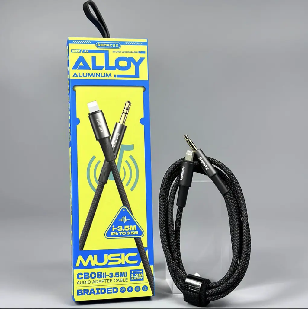 Кабель Remax CB08 3.5mm Mini Jack - Lightninig 1.2m Cable Grey - фото 3