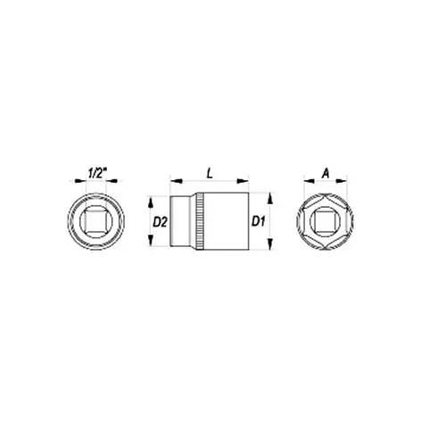 Головка торцевая 6-гранная Yato квадрат 1/2" М=22 мм L=38 мм (YT-1215) - фото 3