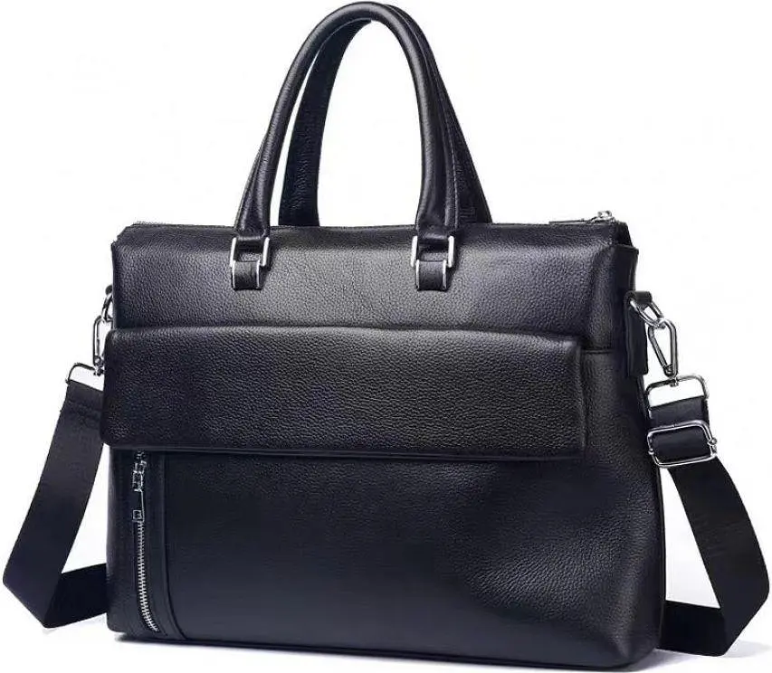 Чоловіча сумка-портфель Tiding Bag шкіряна Чорна - фото 9
