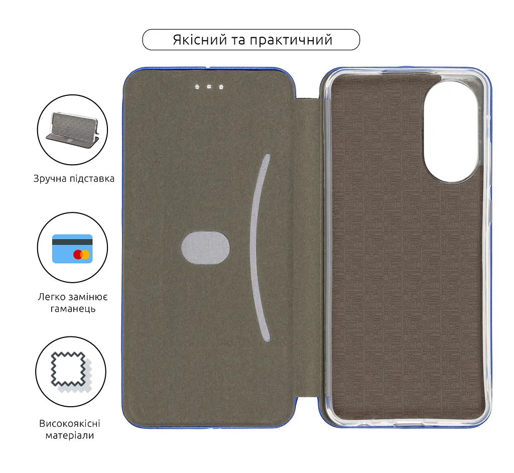 Чехол-книжка для OPPO A78 4G, G-Case, синий, кожаный чехол-книга из экокожи (PU) и TPU, с магнитом, с подставкой и вместительным кардхолдером, противоударный, защита всего корпуса, ArmorStandart (ARM69673) - фото 3