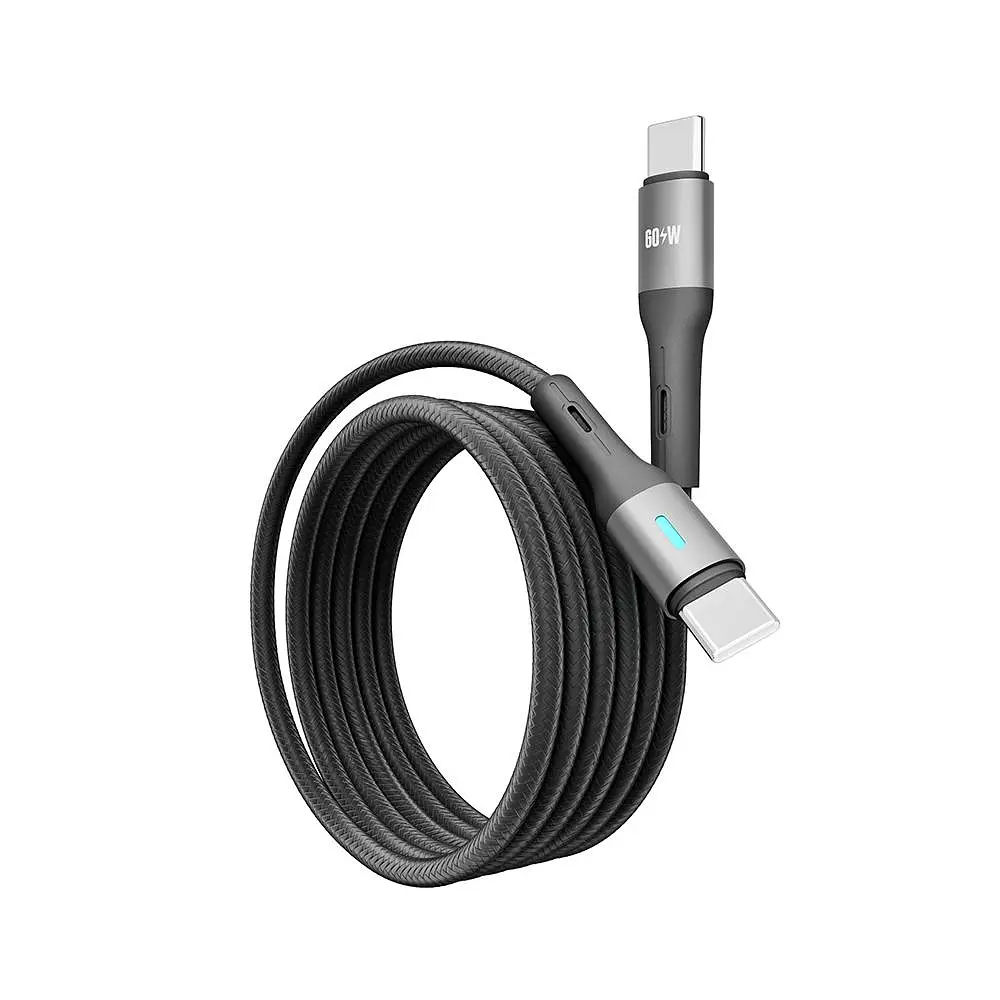 Кабель для заряджання та обміну даними USB Yoki YK-LE17 LED Series Type-C to Type-C 60W 3A/20V 1.2 m Black - фото 5