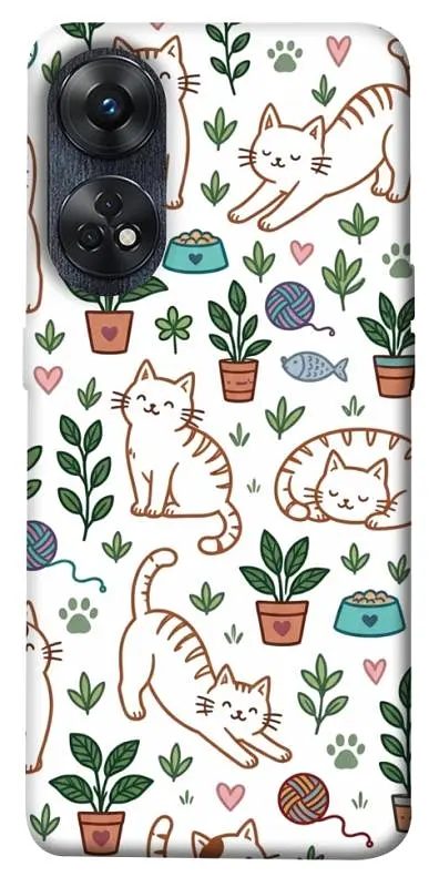 TPU чохол Demsky Cats pattern для Oppo Reno 8 T 4G