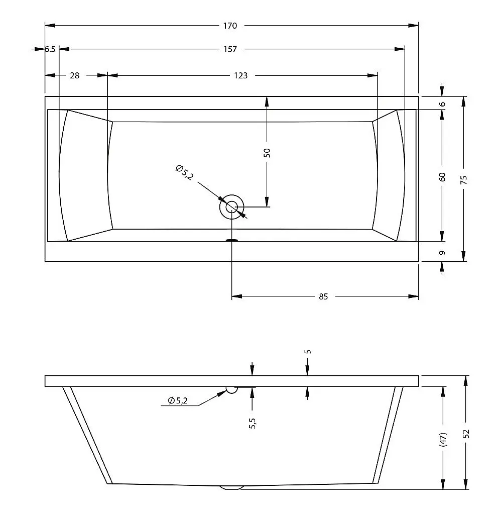 Ванна акрилова Rho Jula 170x75 BA5300500000000 Білий - фото 2