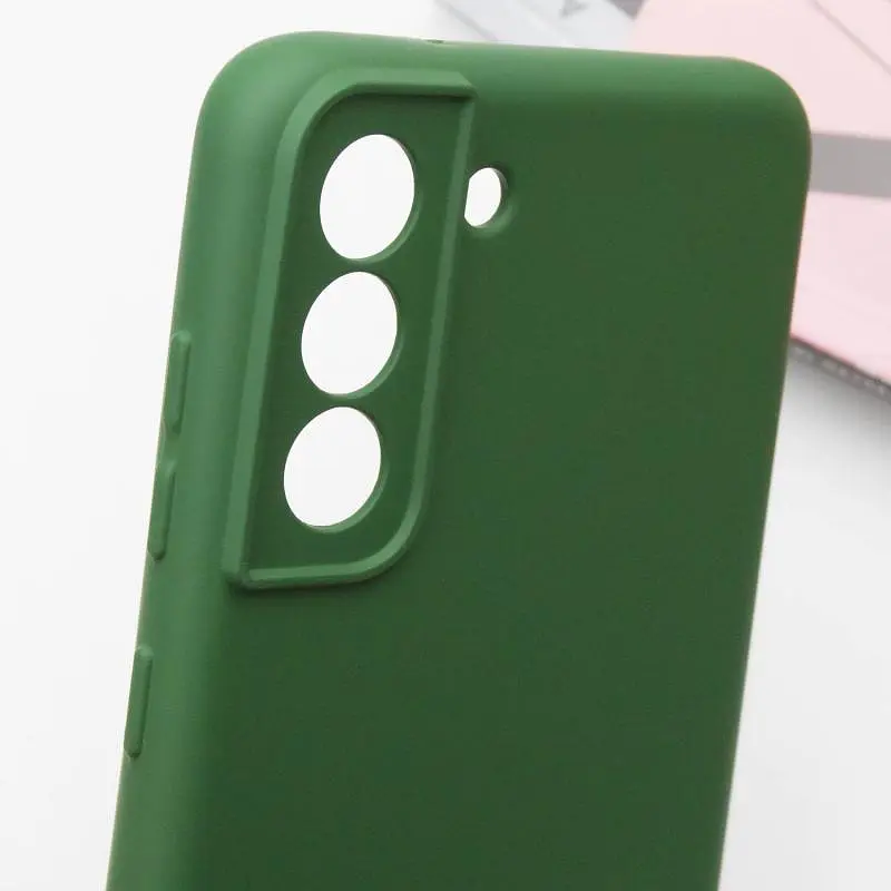 Чехол TPU Getman Liquid Silk Full Camera для Samsung Galaxy S21 Зеленый / Dark green - фото 5