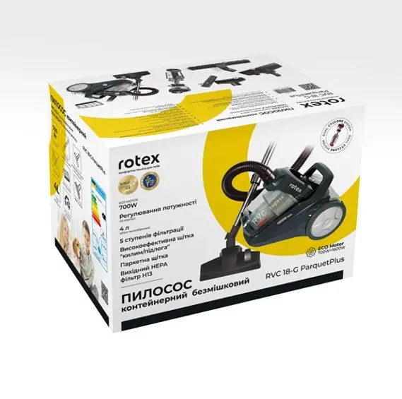 Пилосос Rotex Parquet Plus RVC18-G 700 Вт чорний - фото 7