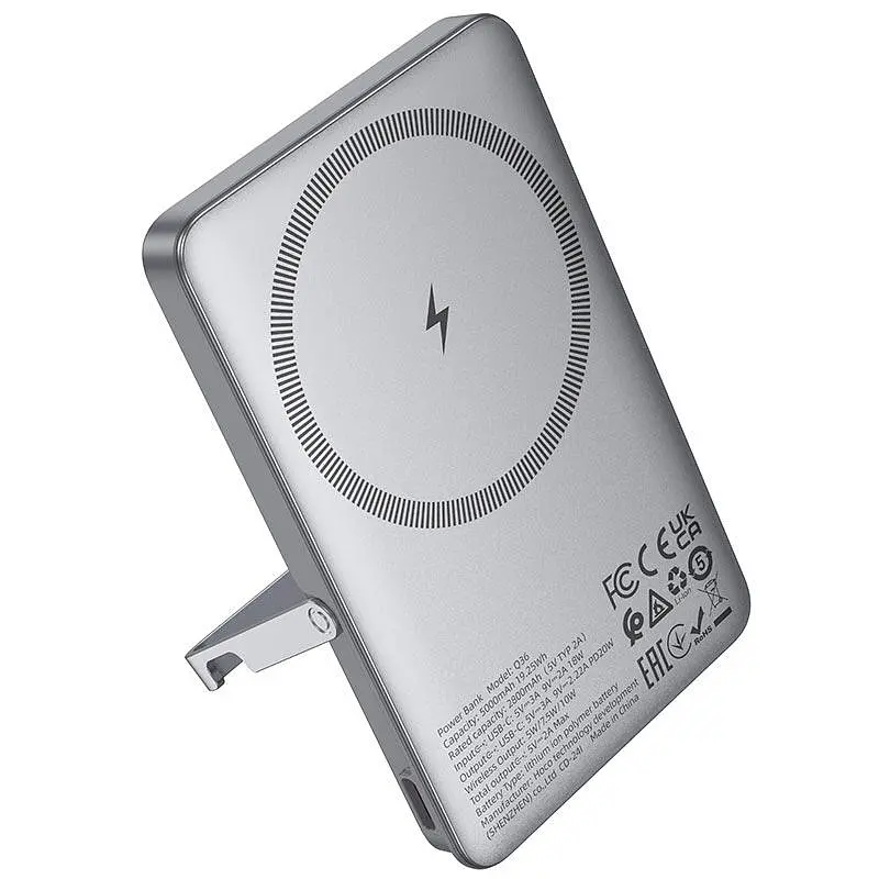 Портативне зарядне - магнітний павер банк Hoco Q36 Sunlight magnetic suction + holder PD 20W 5000 mAh - фото 3
