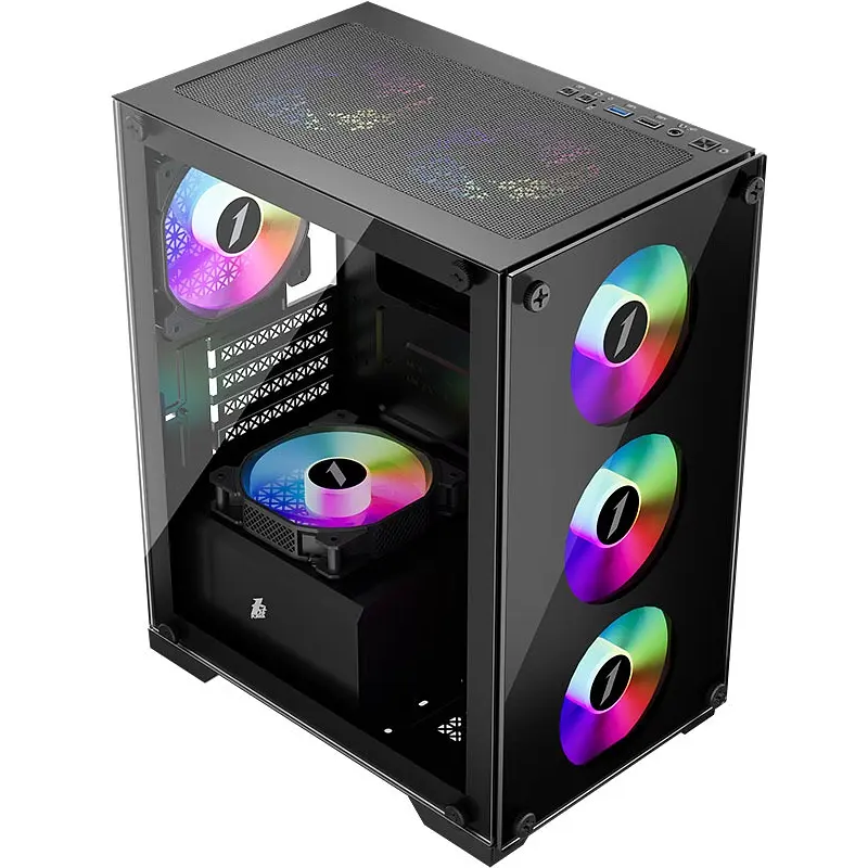 Корпус 1stPlayer X2-M-BK-4F1-PS-600FK-EU Black 600W - фото 6