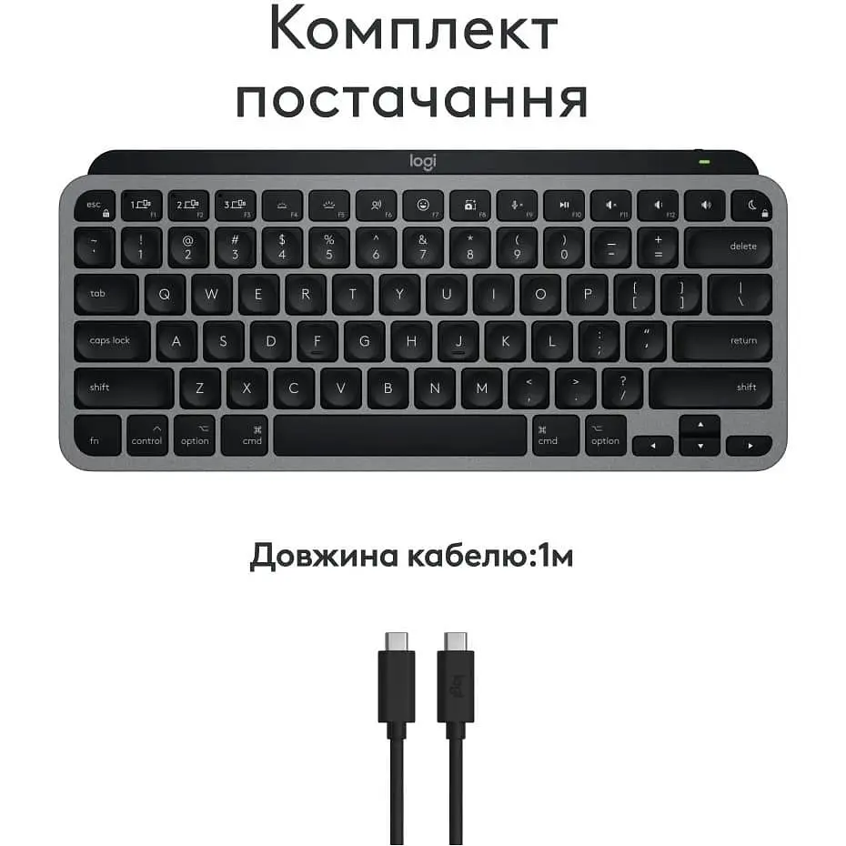 Клавиатура Logitech MX Keys Mini For Mac Minimalist Wireless Illuminated Space Gray (920-012652) - фото 2